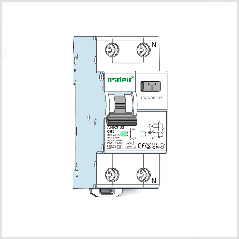 RCBO , Electromagnetic, residual current circuit breaker , with , overload protection 10kA , 1P+N